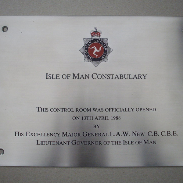 Stainless steel Isle of Man Constabulary plaque