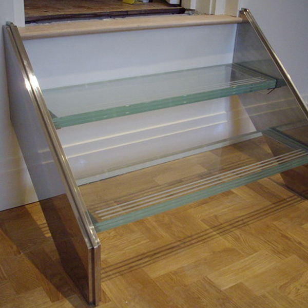 Stainless steel and glass steps